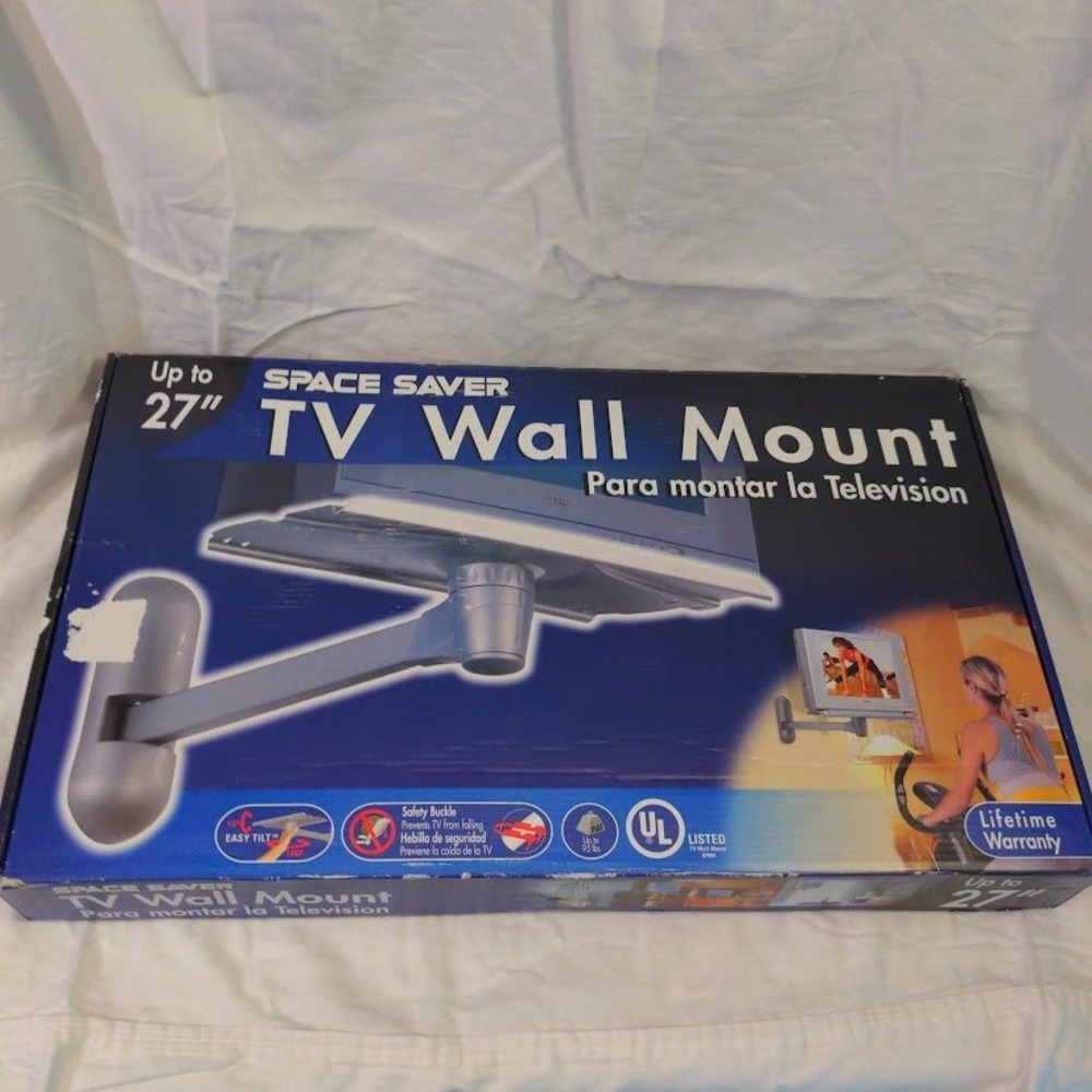 Vtg Space Saver TV Wall Mount Up to 27 Inch TVs 95lbs Max Easy Tilt 180 Rotation